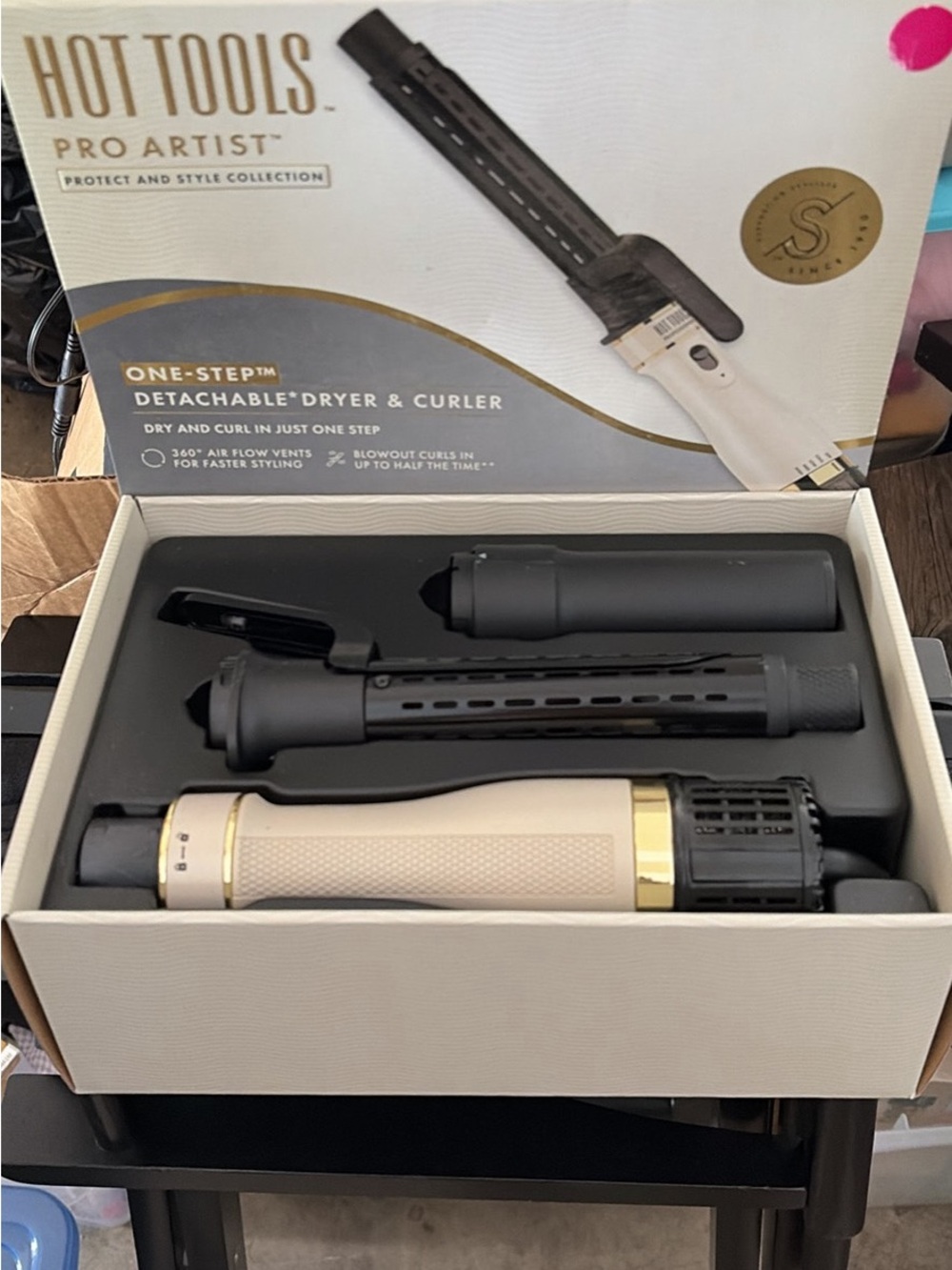 Hot Tools One-Step Detachable Dryer & Curler - Cream and Black